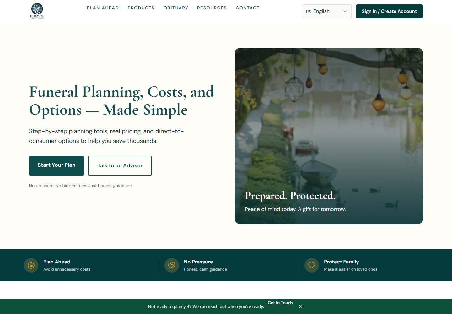 Everlasting Funeral Advisors website screenshot